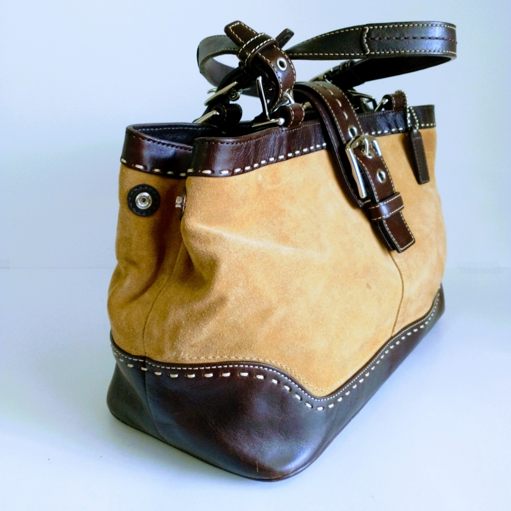 Coach Mercer Satchel Brown Suede Shoulder Bag Gem